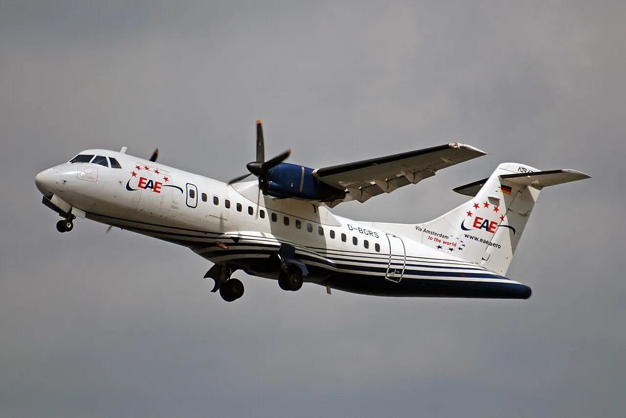 An ATR 42-300 of European Air Express on the ground at Amsterdam Schiphol Airport