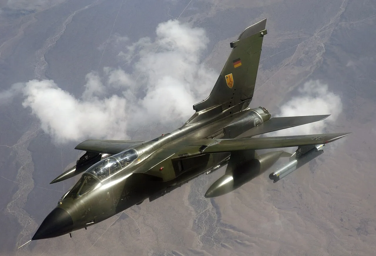 A German Air Force Panavia Tornado IDS in flight after aerial refuelling during the Red Flag exercise.