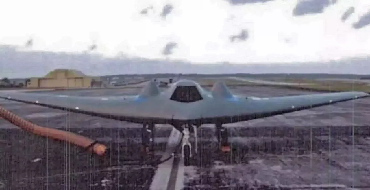 A Lockheed Martin RQ-170 Sentinel stealth drone parked on the ramp at Andersen Air Force Base, Guam.