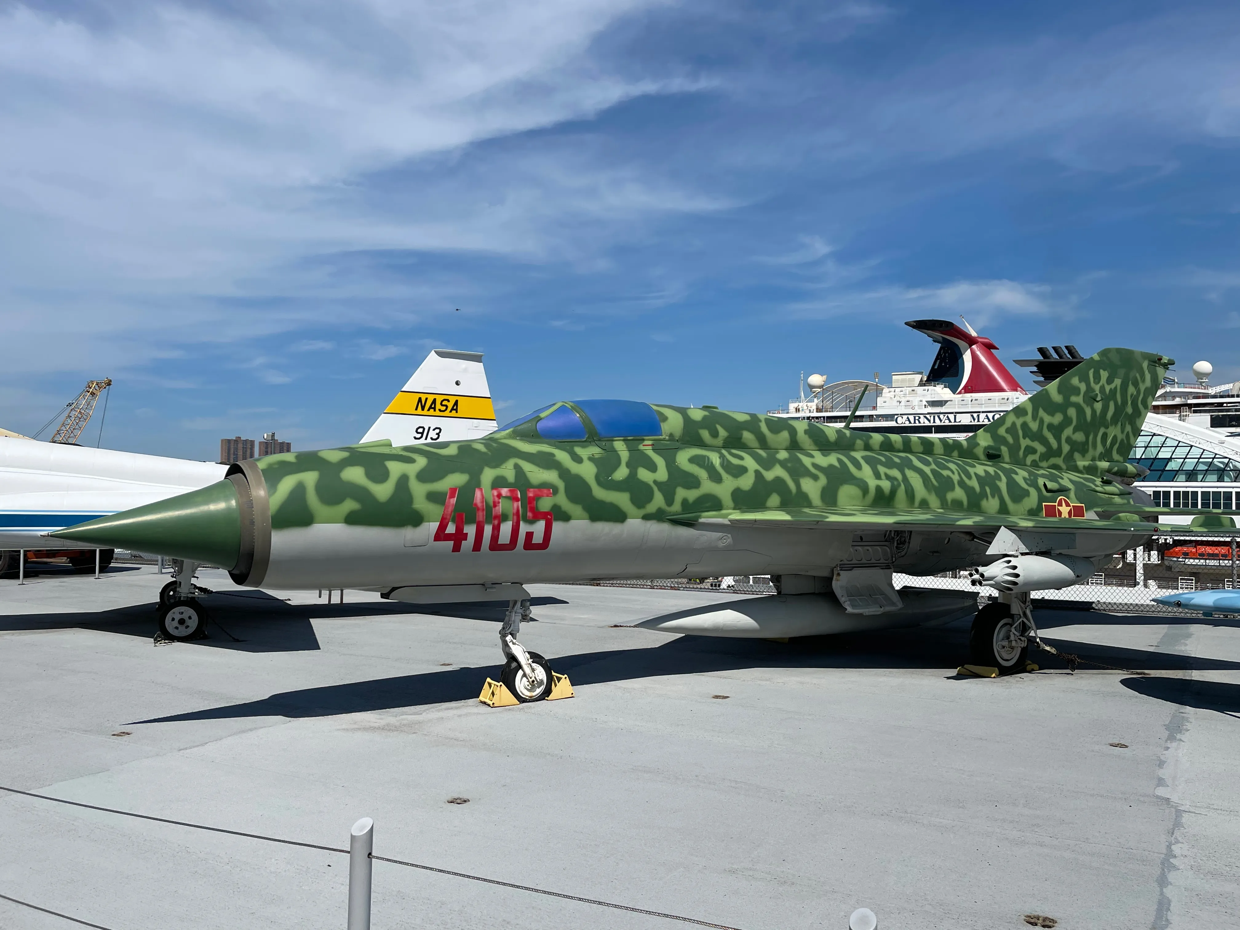 A Mikoyan-Gurevich MiG-21PFM on display at the Intrepid Sea-Air-Space Museum in New York