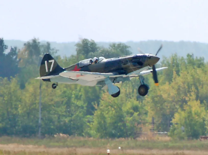 A MiG-3 in flight against the sky, its long nose and low-mounted wings visible, photographed at the MAKS-2007 air show.